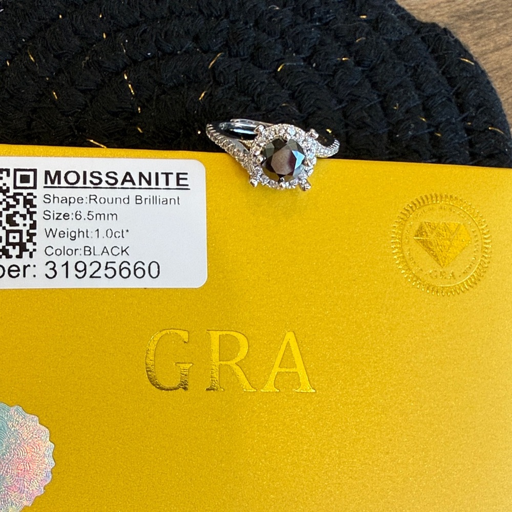 Moissanite Black Stone Ring